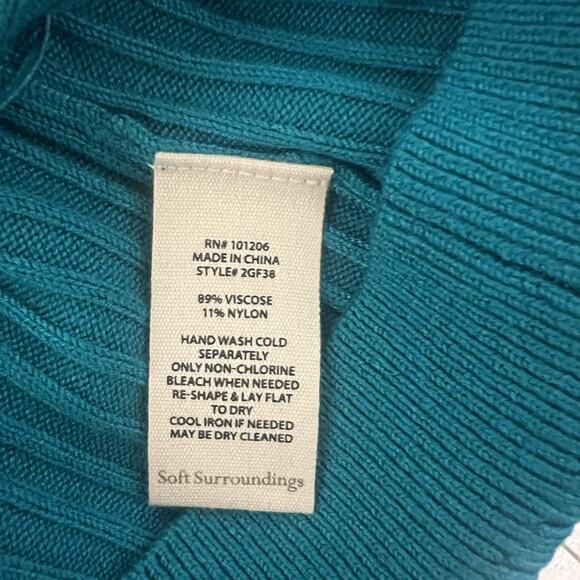 Soft Surroundings Ribbed Sweater Tank Lightweight Size XS Teal NWT - Picture 7 of 8